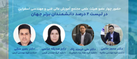 حضور ۴ عضو هیئت علمی مجتمع آموزش عالی فنی و مهندسی اسفراین در فهرست دو درصد دانشمندان برتر دنیا در سال ۲۰۲۵